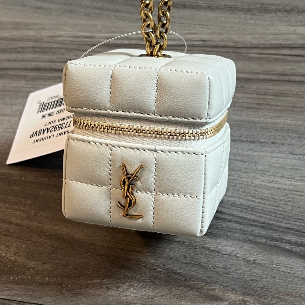 SOLD‼️Yves Saint Laurent Gold and White Mini Bag with Quilted Design
